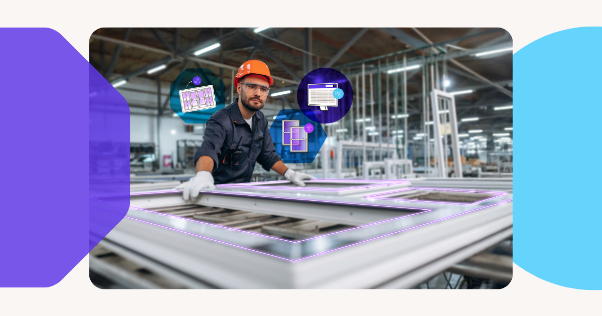 A man is working in a windows & doors factory